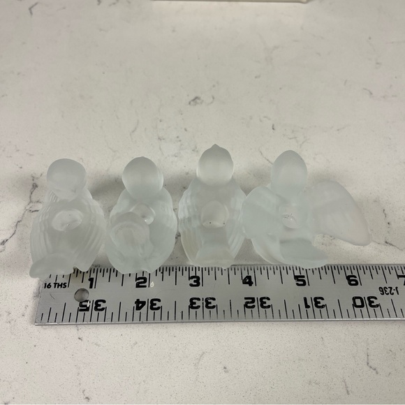 Vintage Set 4 Colonial Candle Cape Cod Small Frosted Glass Bird Candle Holders - Picture 10 of 16